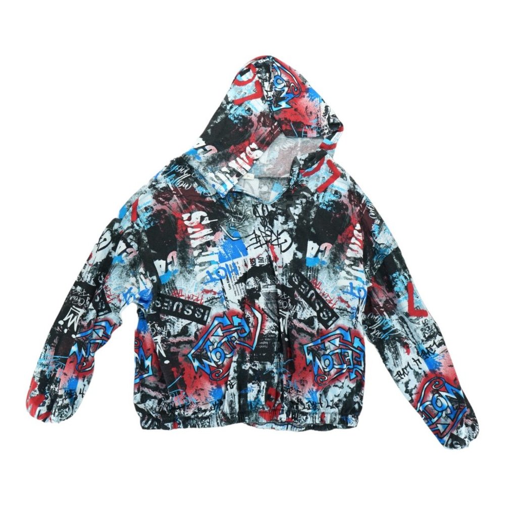 Paper + Tee Womens 2X Sweatshirt Hoodie Newspaper Graffiti Long Sleeve